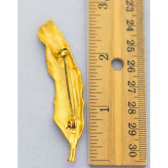 Golden feather vintage brooch (C7) - Picture 2 of 2